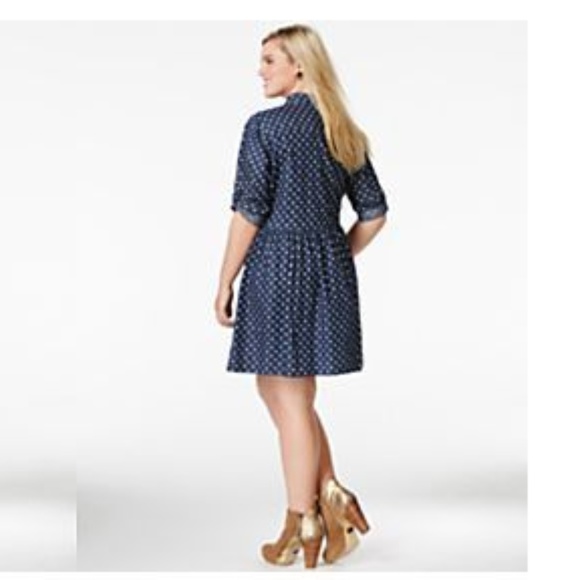 STEVIE & LINDSAY Polka-Dot Denim Shirt Dress [C9] - Picture 2 of 8